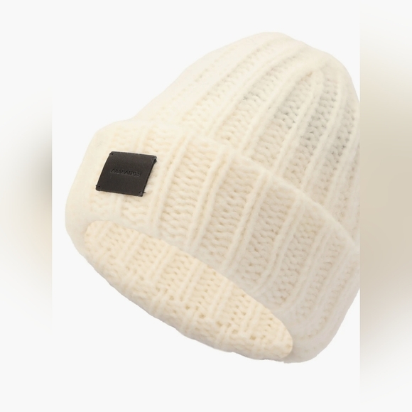 All Saints Accessories - NWT All Saints Logo Patch Wool Blend Beanie ~ Cream